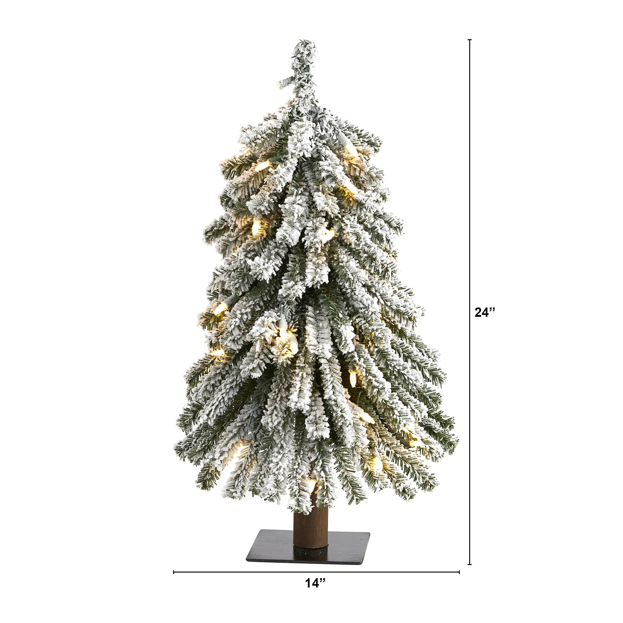 2' Flocked Gr& Alpine Artificial Christmas Tree w/35 Clear Lights & 111 Bendable