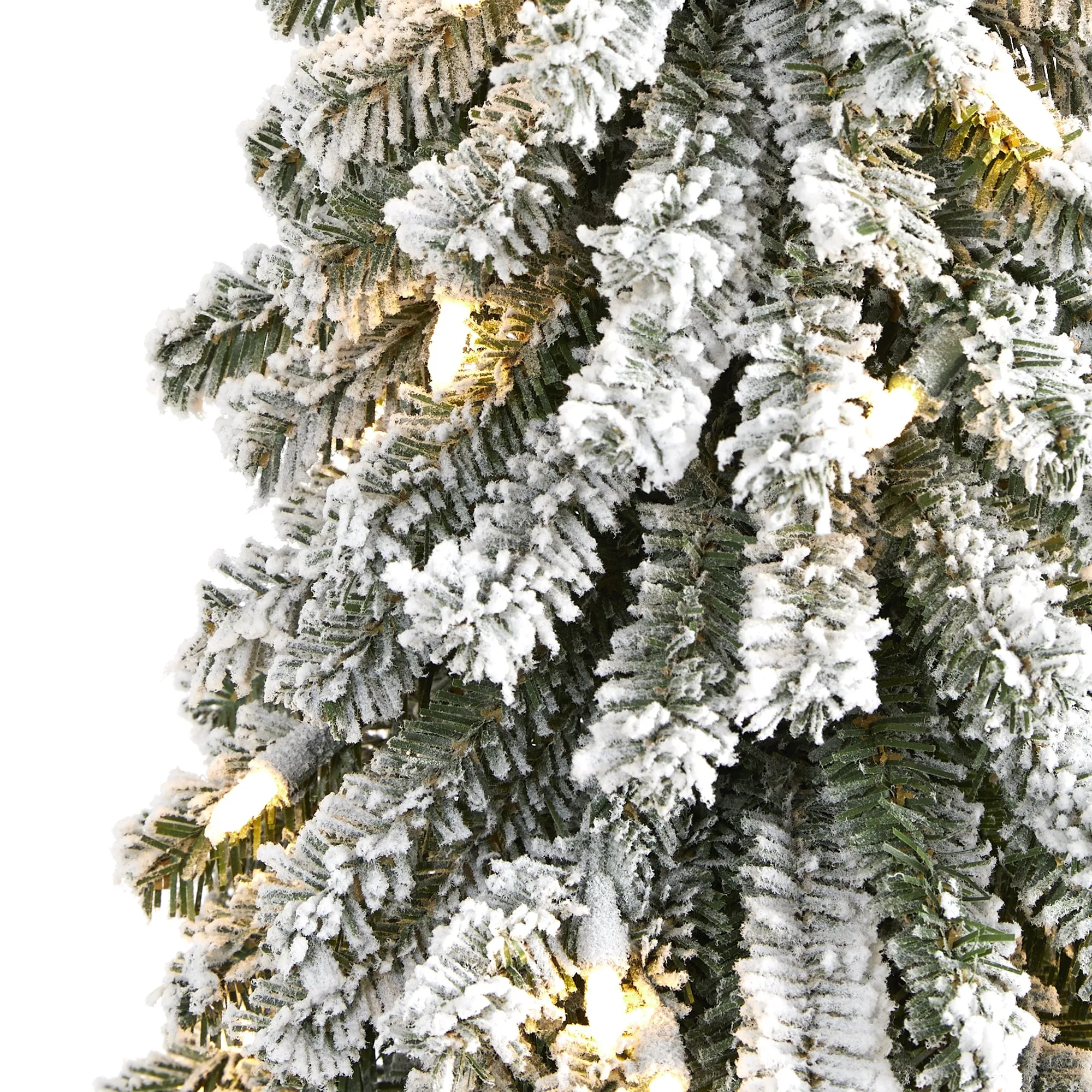 2' Flocked Gr& Alpine Artificial Christmas Tree w/35 Clear Lights & 111 Bendable