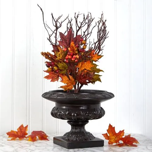 20" Maple Leaf and Berries Artificial Flower Bouquet (Set of 3)