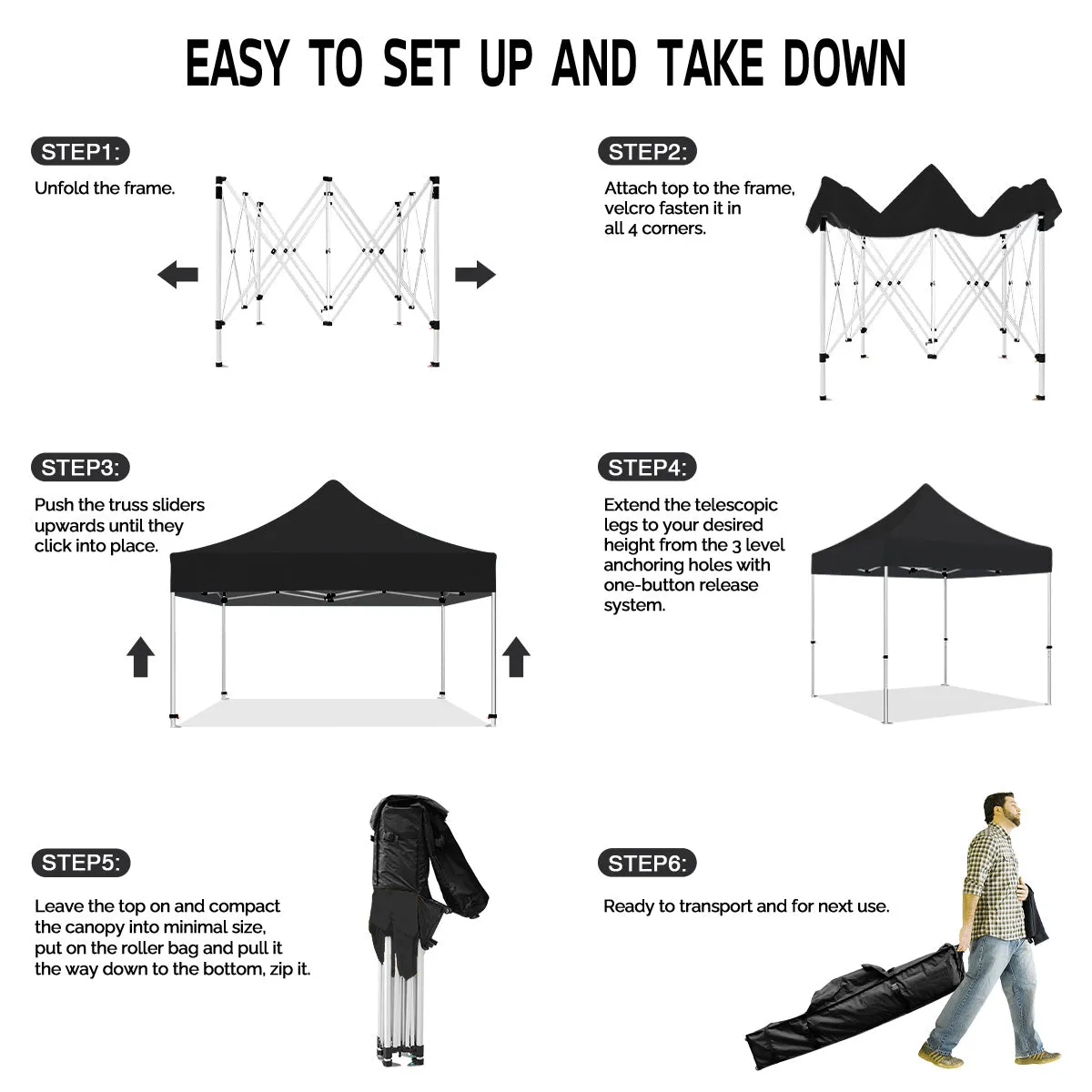 ABLEM8CANOPY 10x10 Black Canopy Tent