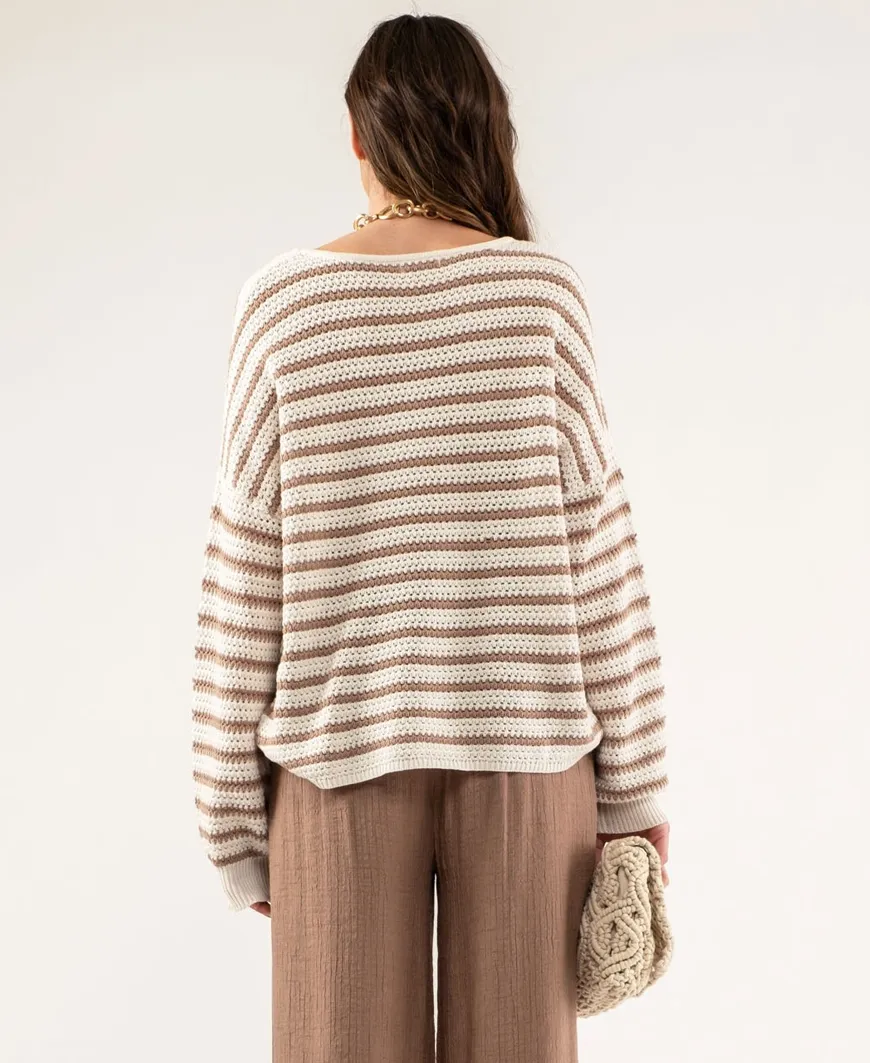 Aspen Brown Striped Sweater