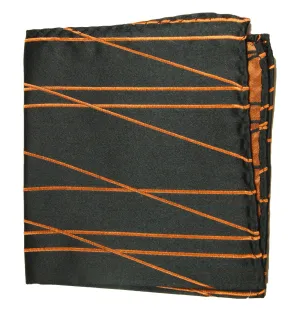 Black and Orange Silk Pocket Square