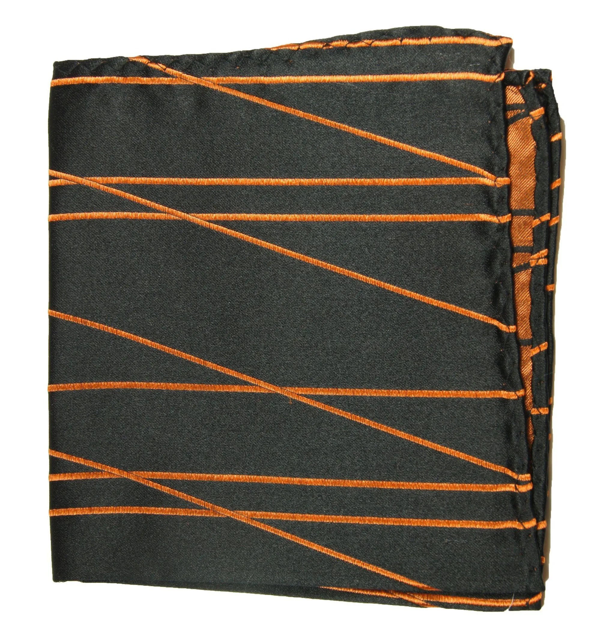 Black and Orange Silk Pocket Square