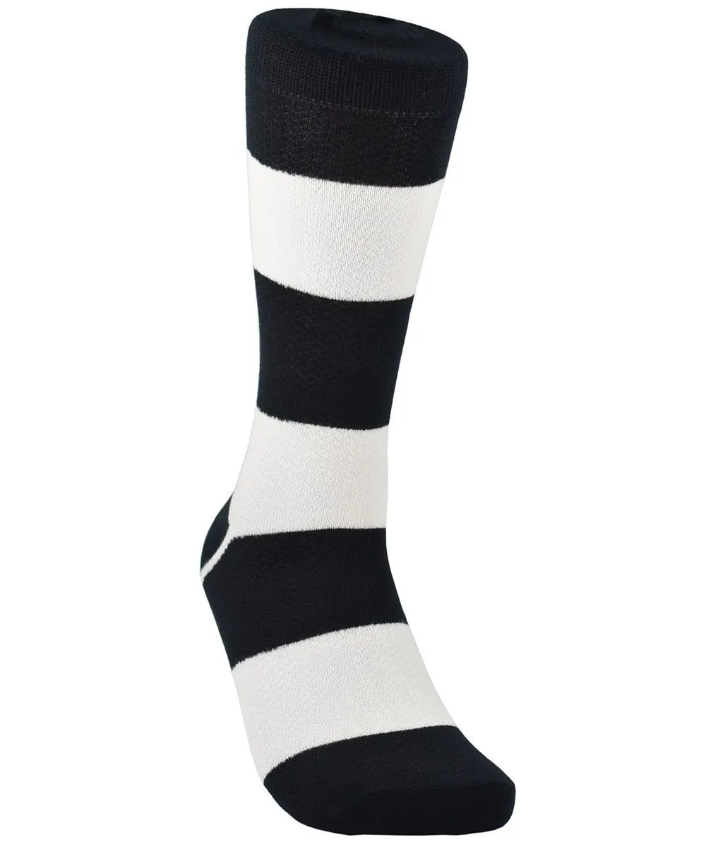 Black and White Striped Cotton Dress Socks By Paul Malone
