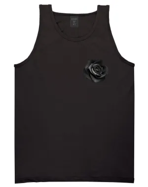 Black Noir Rose Flower Chest Logo Tank Top