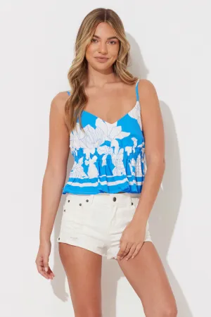 Blue Botanic Printed Rayon Tank