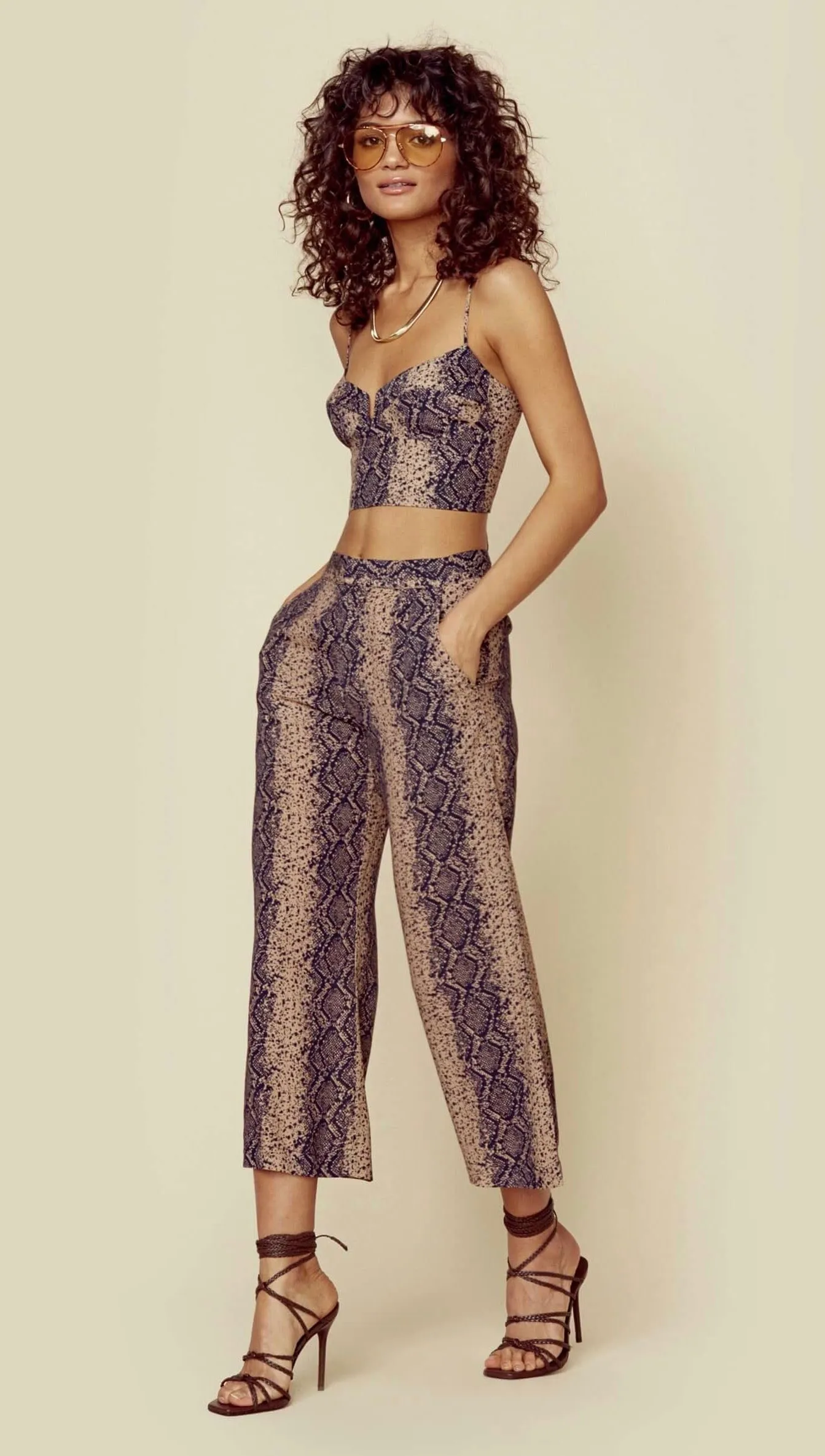Blue Life Raquel Crop Top Boa Print