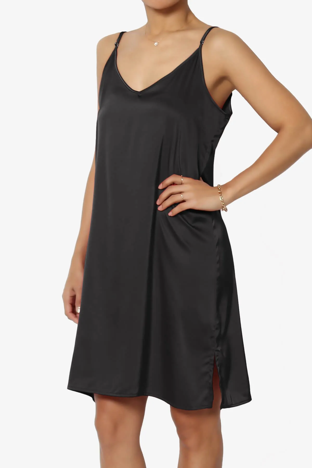 Brodiee Stretch Satin Charmeuse Slip Dress