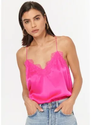 Cami NY C- Racer Charmeuse Cami in Neon Pink