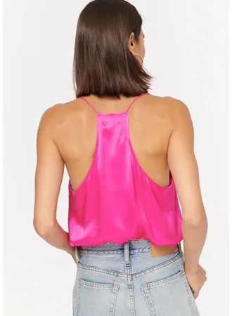 Cami NY C- Racer Charmeuse Cami in Neon Pink