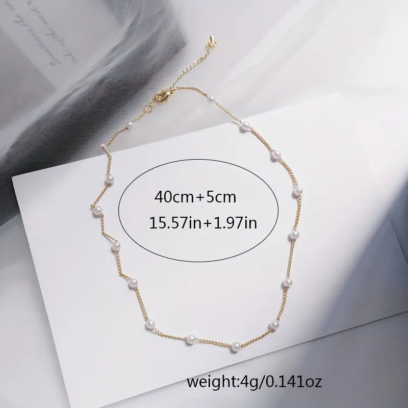 Chic Faux Pearl Collarbone Chain Perfect Womens Neck Jewelry