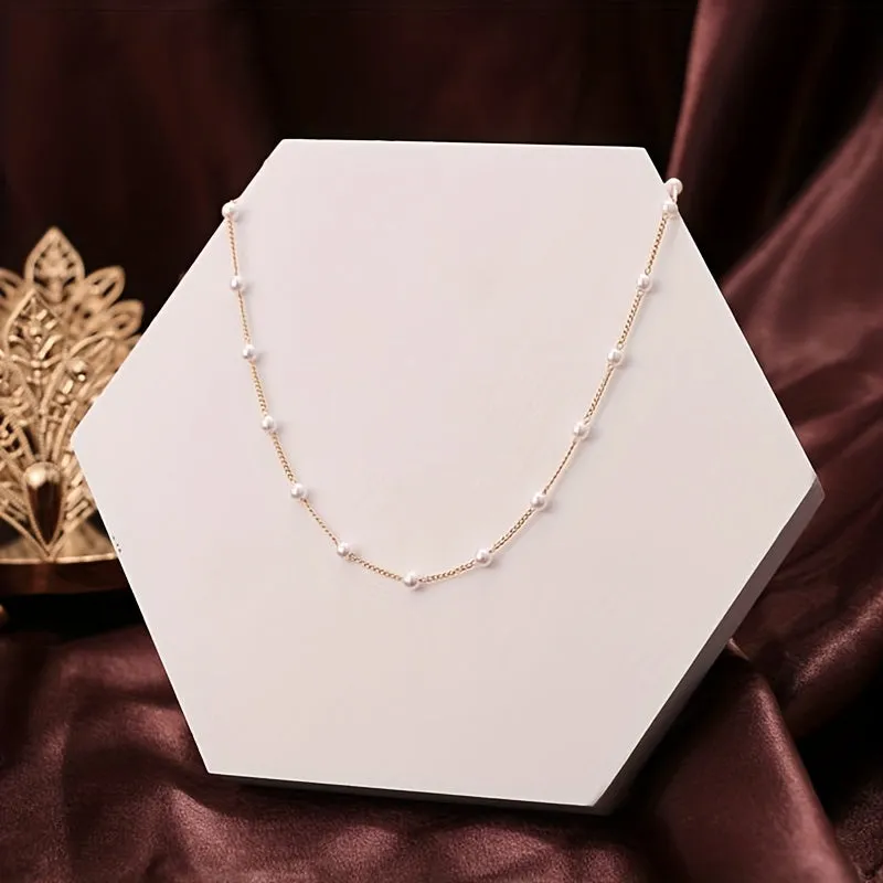 Chic Faux Pearl Collarbone Chain Perfect Womens Neck Jewelry