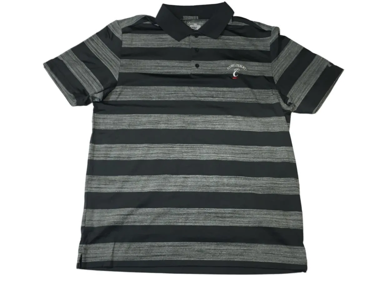 Cincinnati Bearcats Under Armour Two-Toned Gray Striped SS Golf Polo T-Shirt (L)
