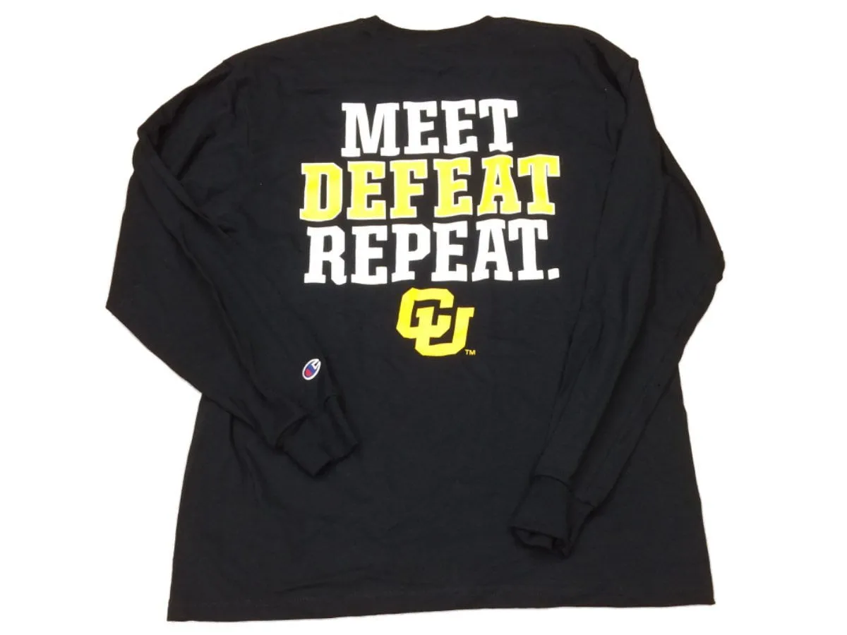 Colorado Buffaloes Football Champion "Meet. Defeat. Repeat." LS Crew T-Shirt (L)