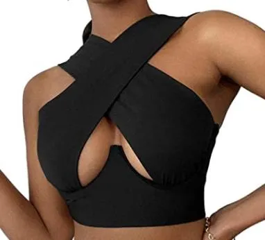 Cross Wrap Sleeveless Cut-Out Front Crop Top