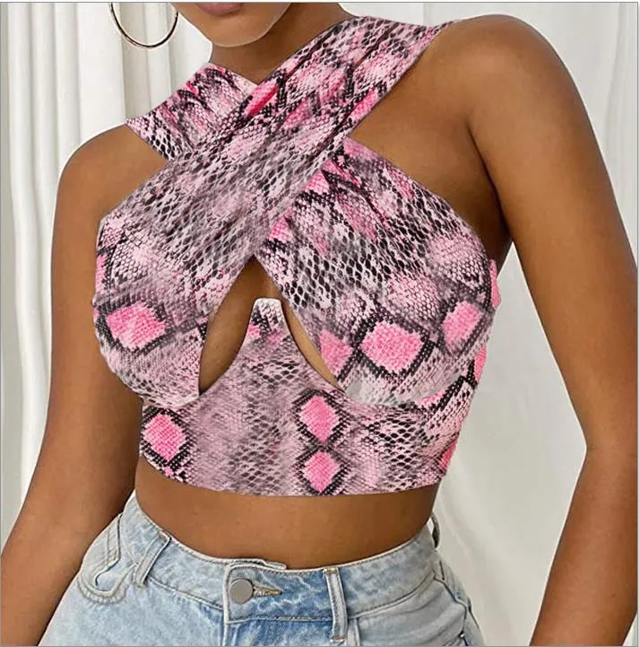 Cross Wrap Sleeveless Cut-Out Front Crop Top