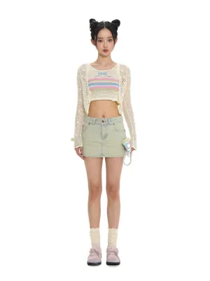 Cutout collision color striped bow tank top【s0000008643】