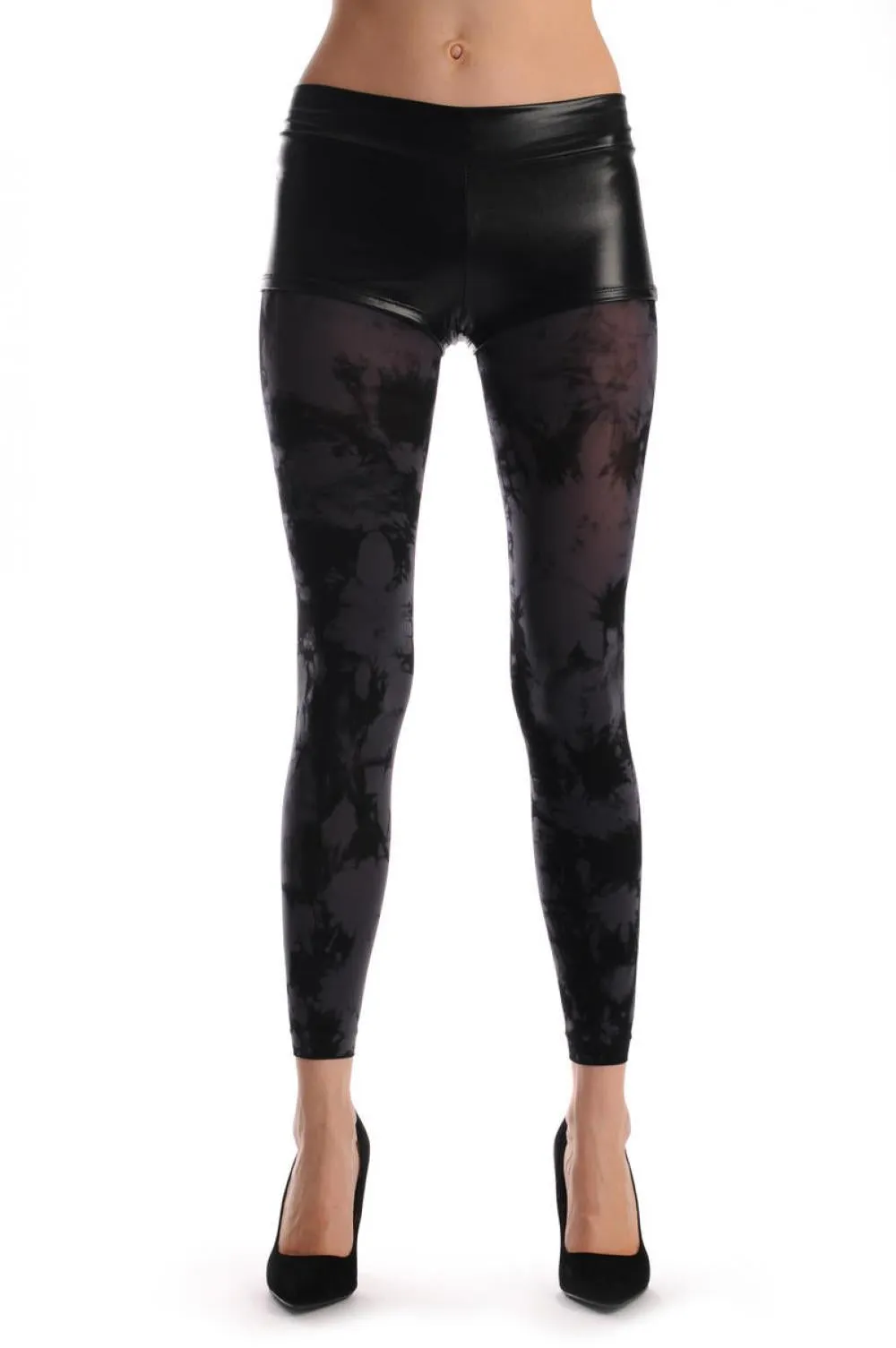 Dark Grey & Black Colour Splash (Tie Dye) Footless