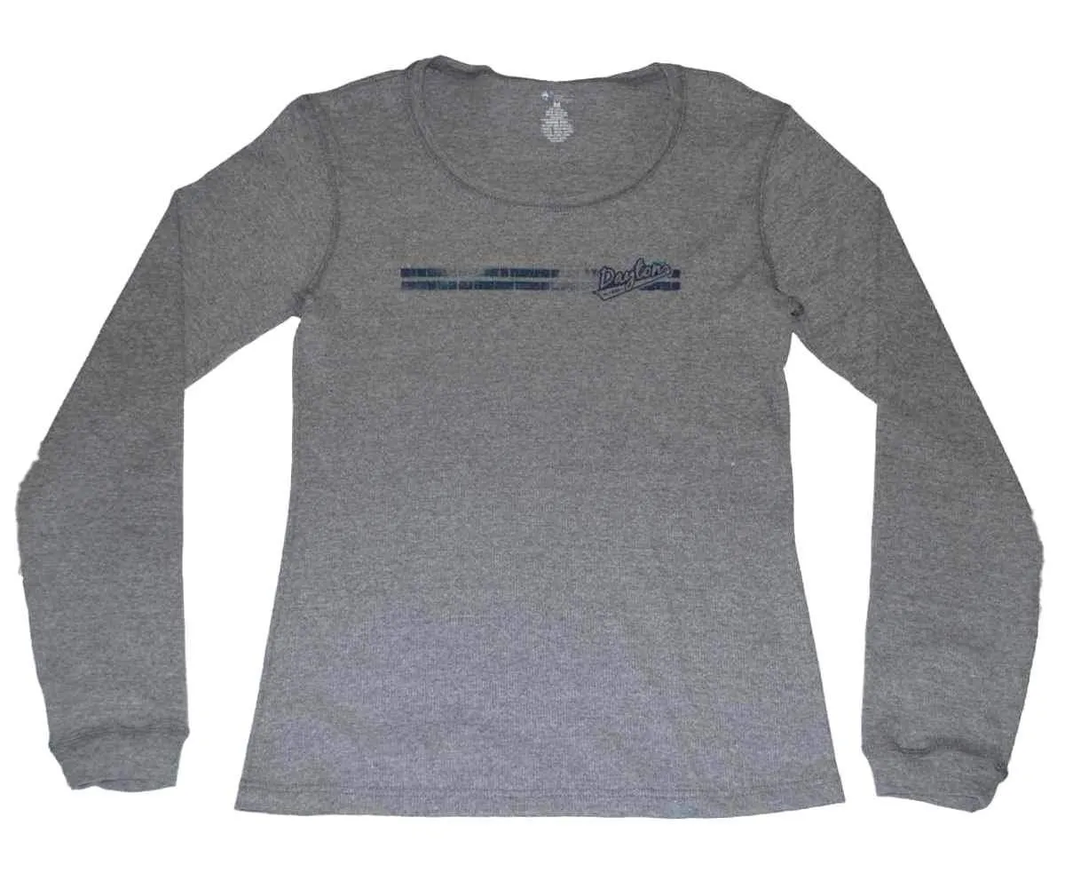 Dayton Flyers The Cotton Exchange Women Gray Navy Knit Long Sleeve T-Shirt (M)