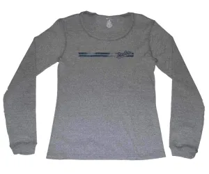 Dayton Flyers The Cotton Exchange Women Gray Navy Knit Long Sleeve T-Shirt (M)
