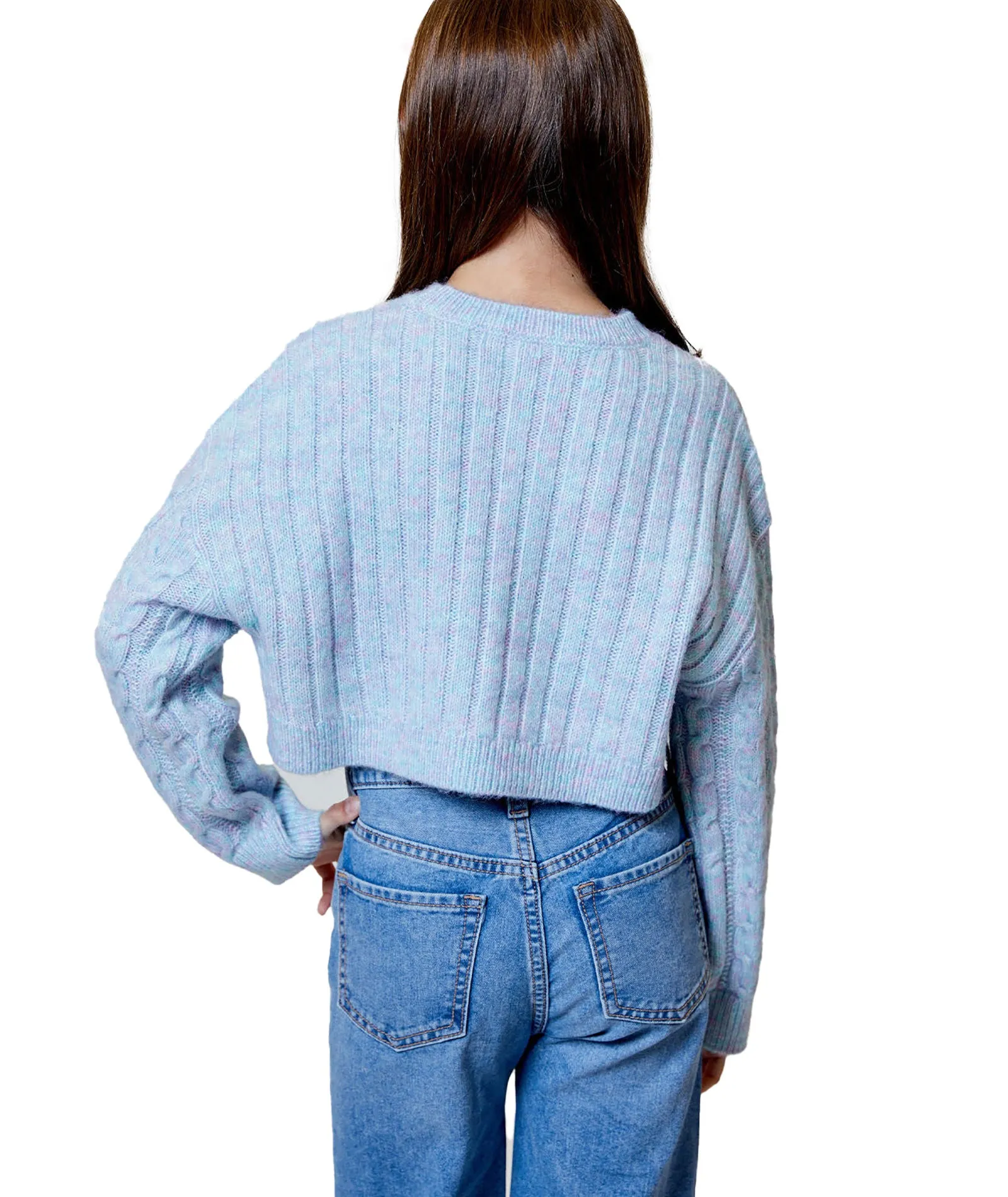 Design History Girls Blue/Pink Combo Sweater