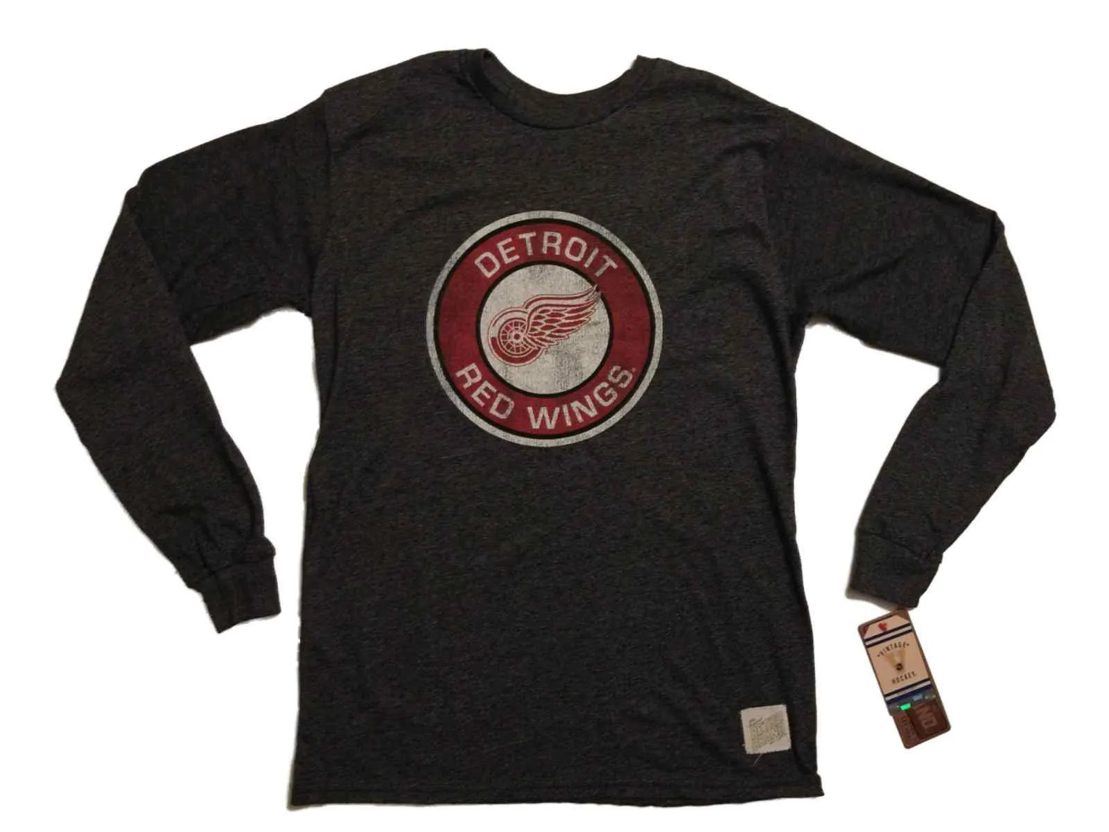 Detroit Red Wings Retro Brand Charcoal Mock Twist Long Sleeve T-Shirt