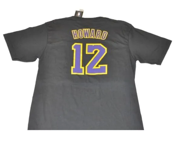 Dwight Howard #12 Los Angeles Lakers Adidas 100% Cotton Black T-Shirt