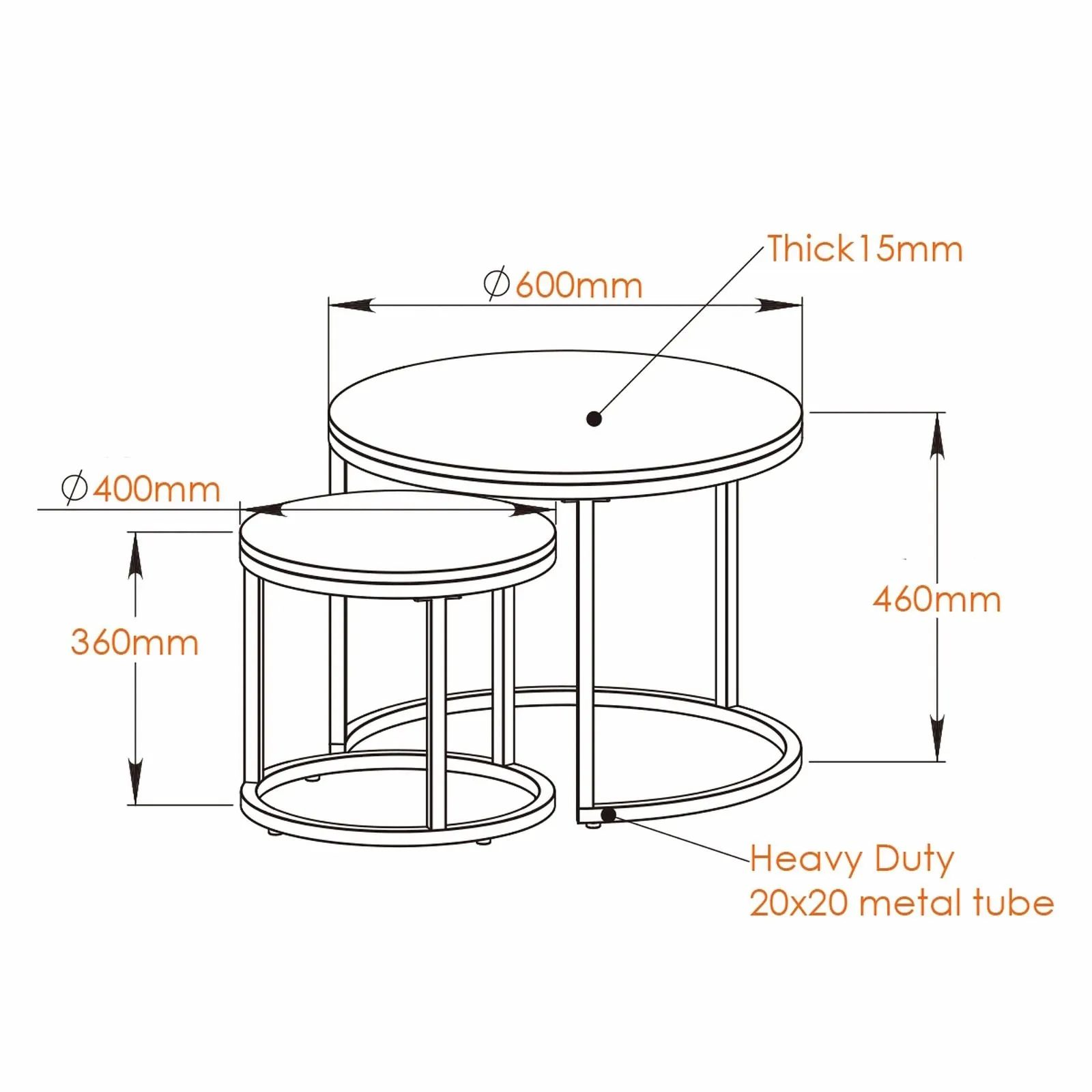 ECHO 600 Nested Coffee Table Set Oak by Censi