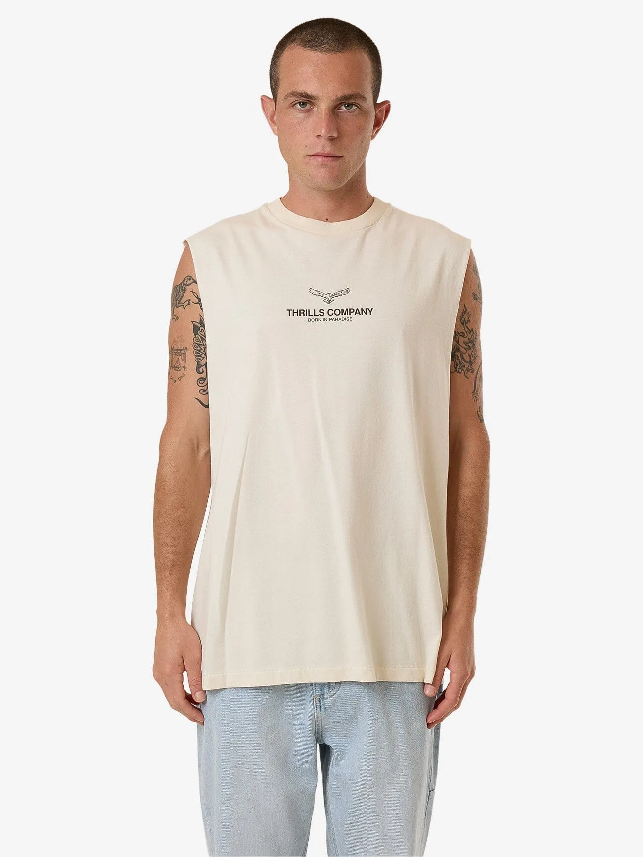 Emblem Merch Fit Muscle Tee - Unbleached