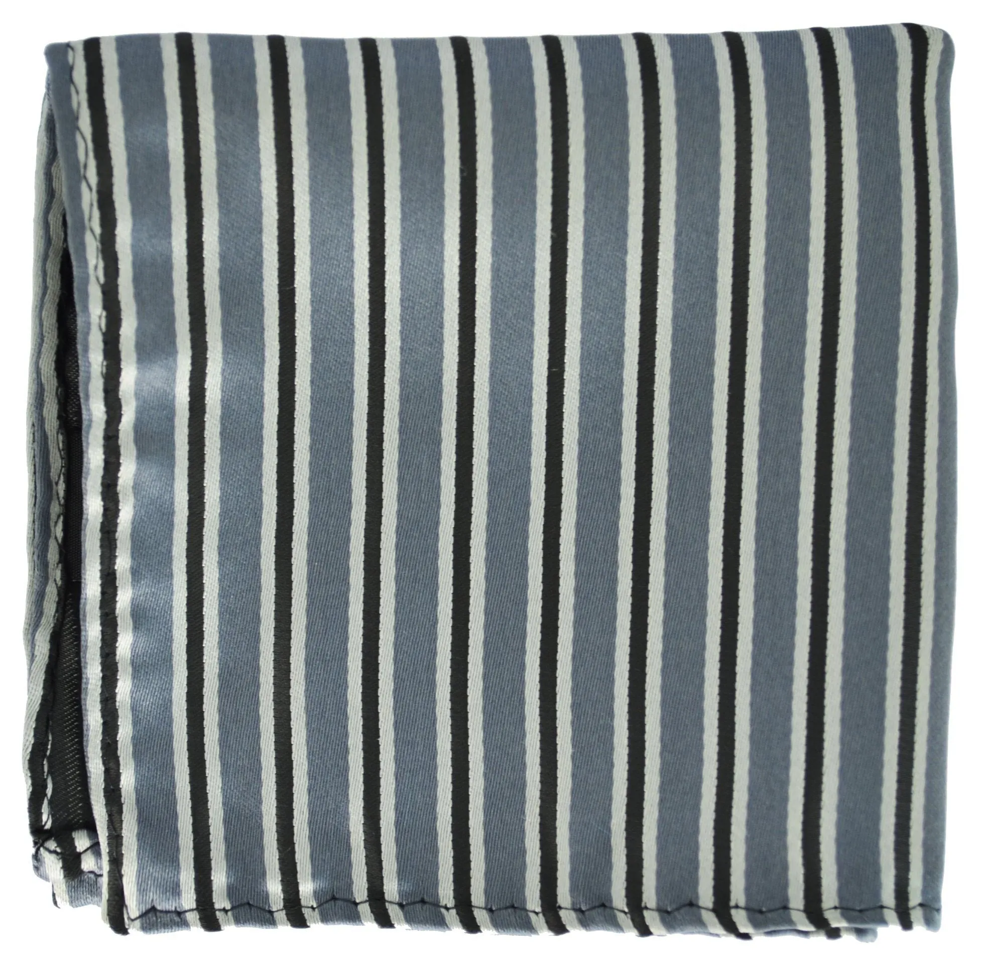 Grey and Black Striped Pocket Square