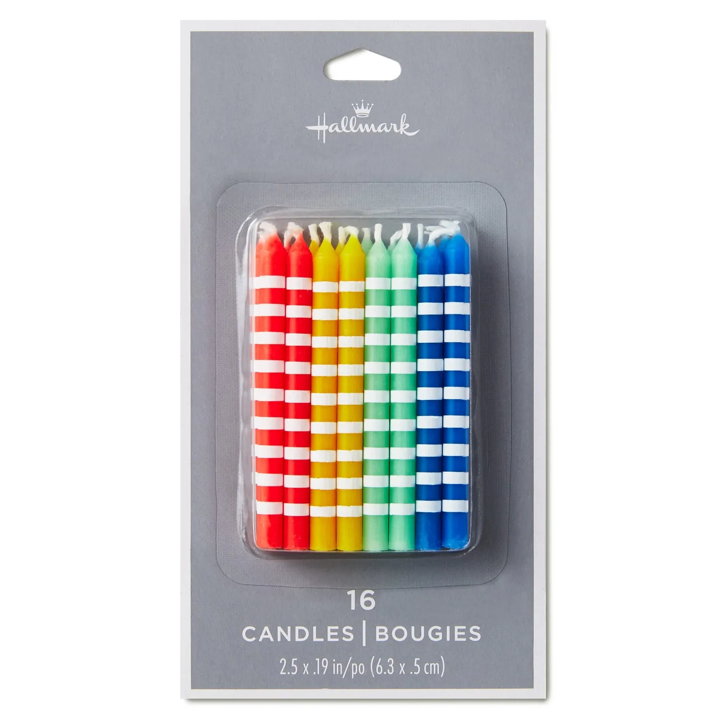 Hallmark Colorful Striped Birthday Candles, Set of 16