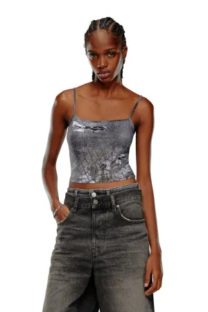 Halsy Printed Cami Tank Top | Black Denim Multi