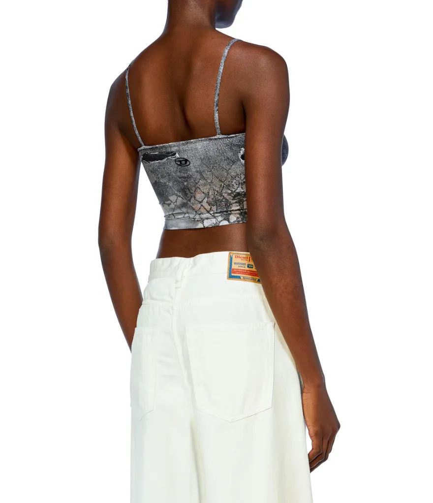 Halsy Printed Cami Tank Top | Black Denim Multi