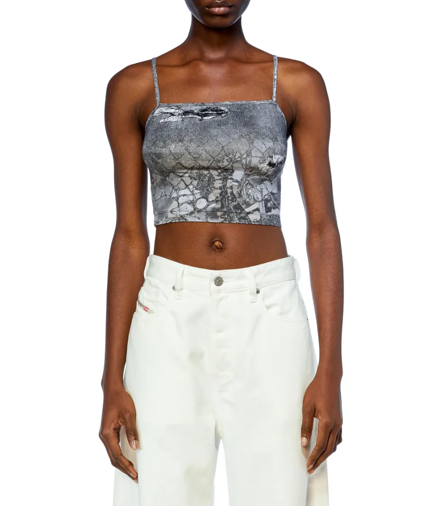 Halsy Printed Cami Tank Top | Black Denim Multi