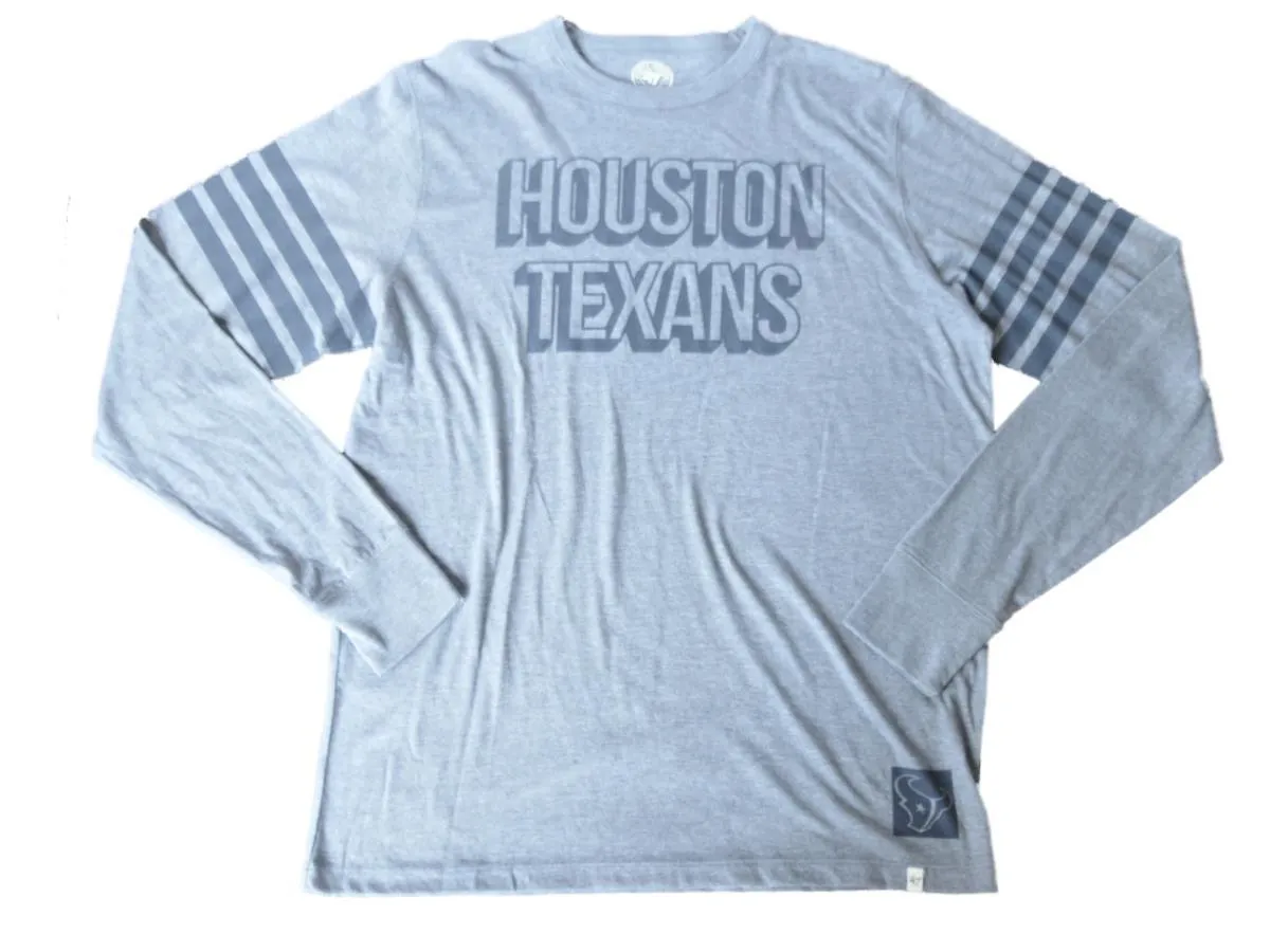 Houston Texans 47 Brand Gray Big Logo Striped Long Sleeve T-Shirt (M)