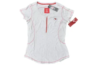 Kansas City Chiefs Antigua Women Gray Red 1/3 Zip-Up Short Sleeve T-Shirt (M)
