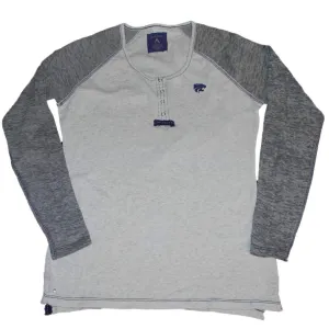Kansas State Wildcats Antigua Women Gray Long Sleeve 4 Snap T-Shirt (M)