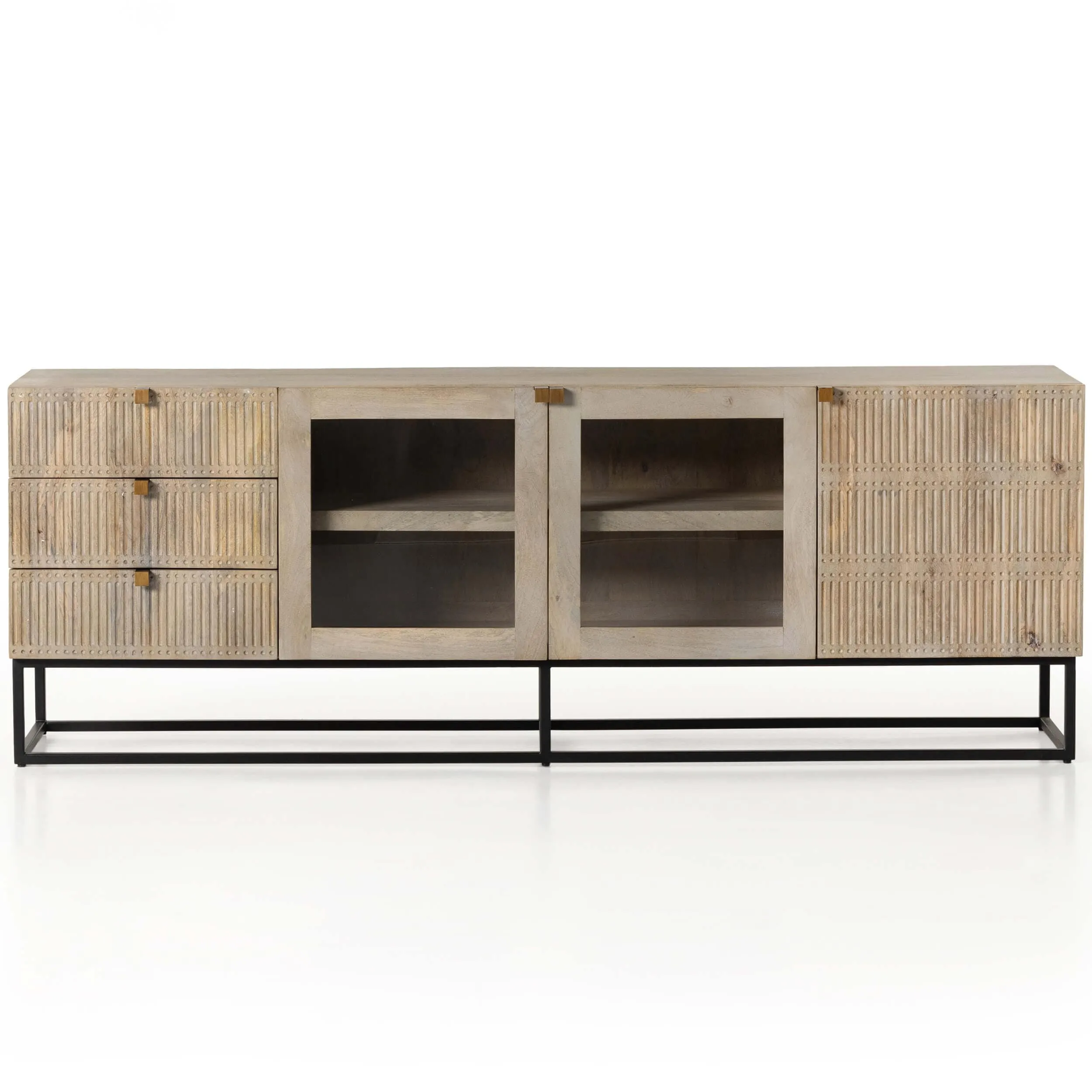 Kelby Media Console, Light Wash Carved