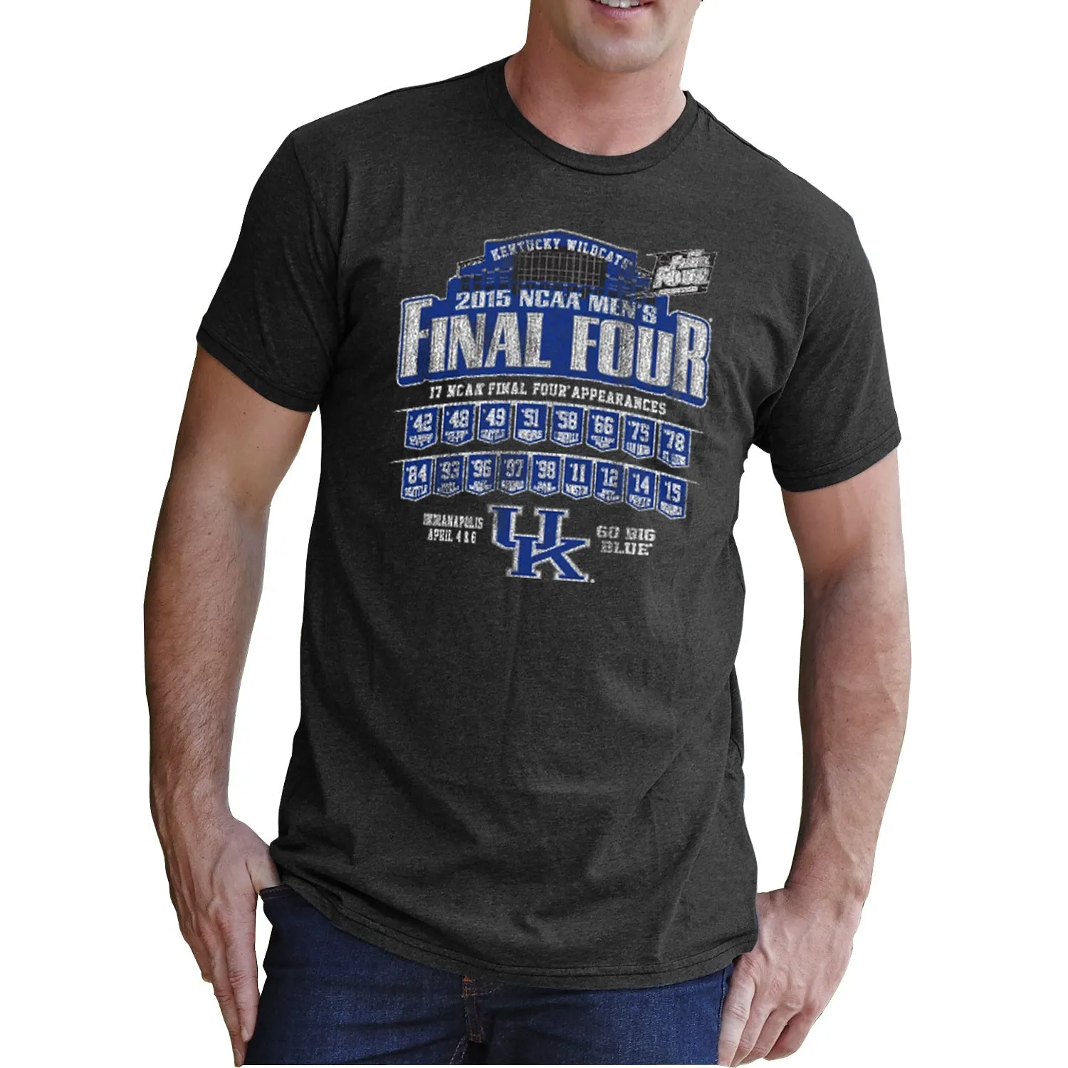 Kentucky Wildcats 2015 Indianapolis Final Four 17 Appearances Gray T-Shirt