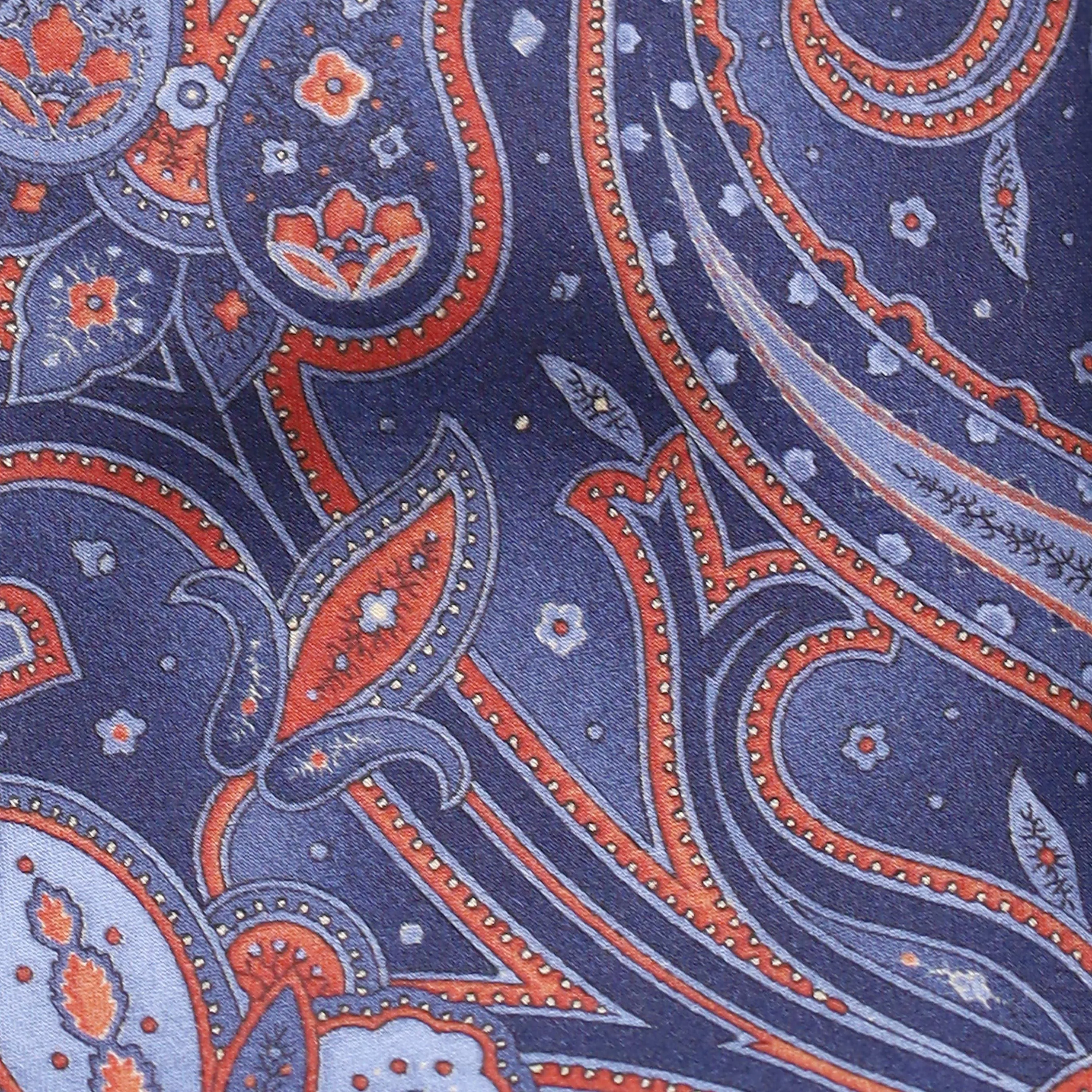 MID BLUE WITH ORANGE PAISLEY SILK TIE