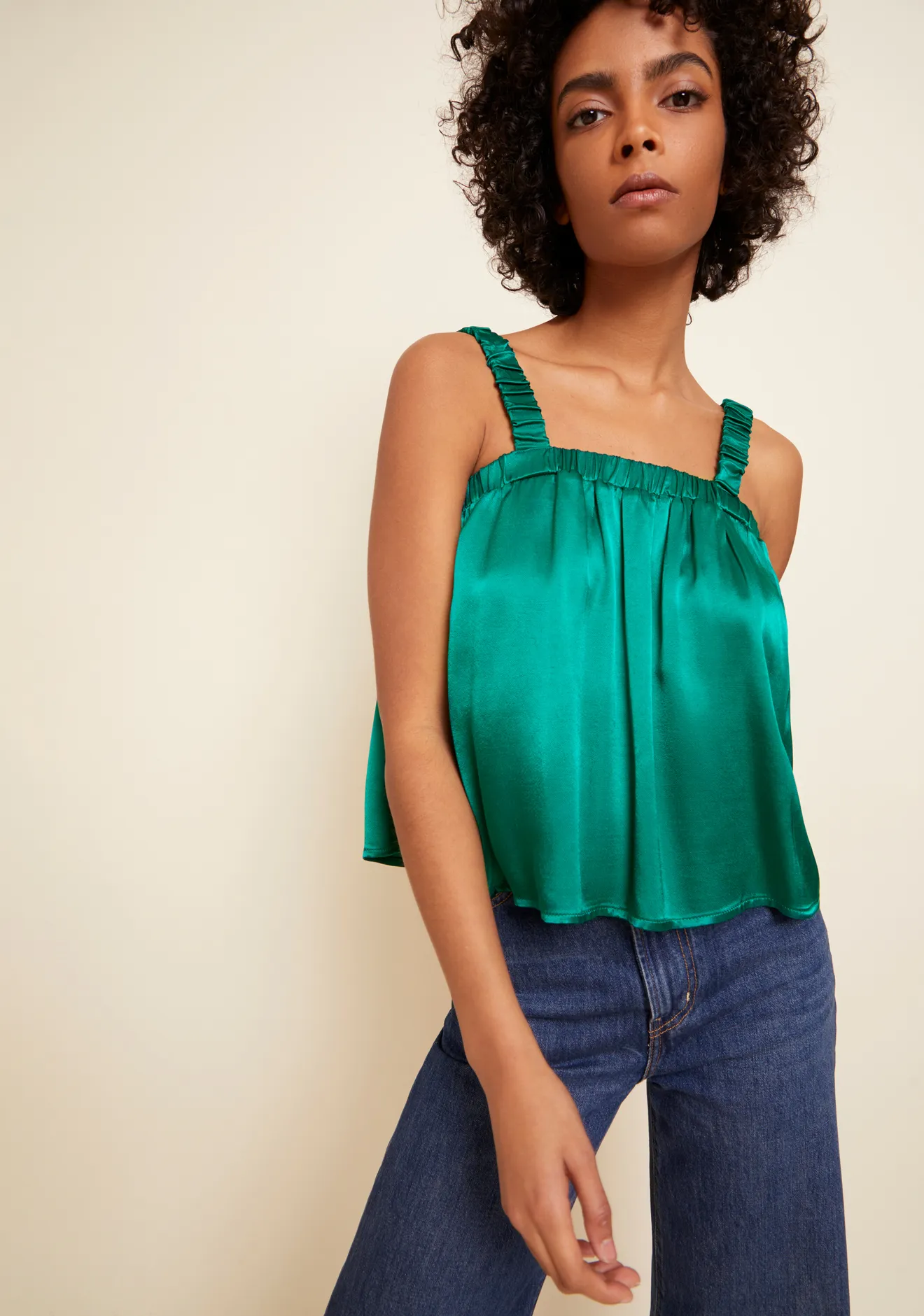Nation LTD - Rivka Tank w/ Elastic Detail in Emerald