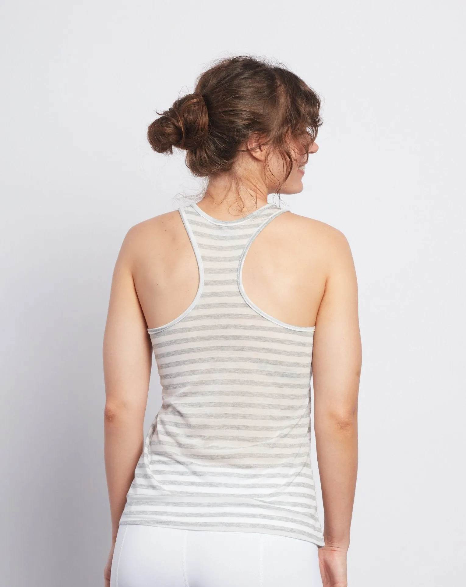 Natural Grey Stripe Racerback Tank
