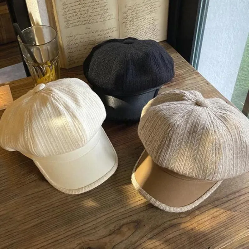 Newsboy Hat Womens with Chic Leather Brim