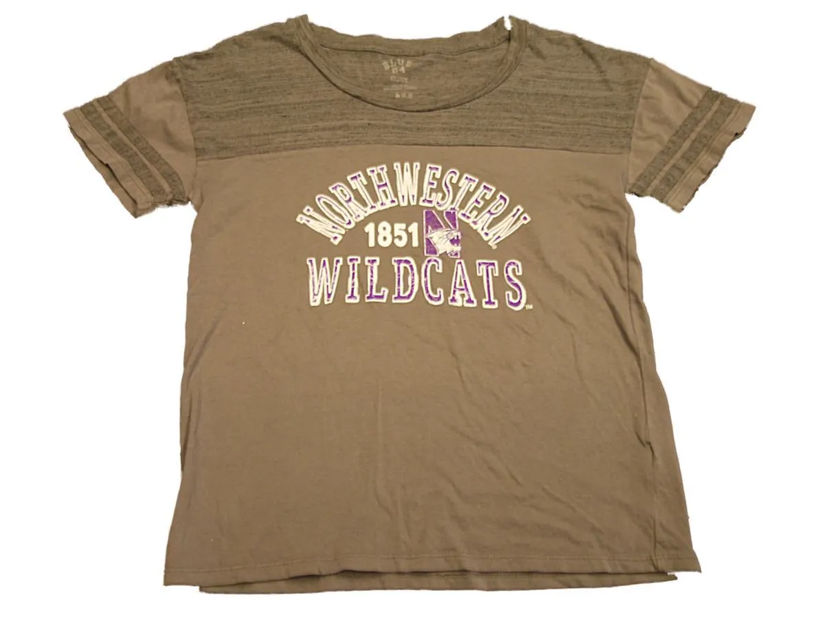 Northwestern Wildcats Blue 84 Women Gray Purple Short Sleeve T-Shirt (M)