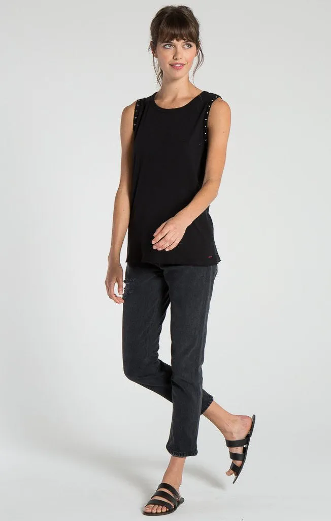 n:Philanthropy - Edith Muscle Tank With Studs Black Cat