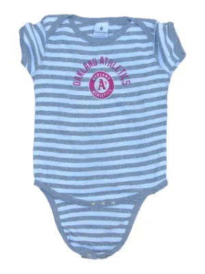 Oakland Athletics A's SAAG Infant Baby Pink Gray Striped One Piece Outfit