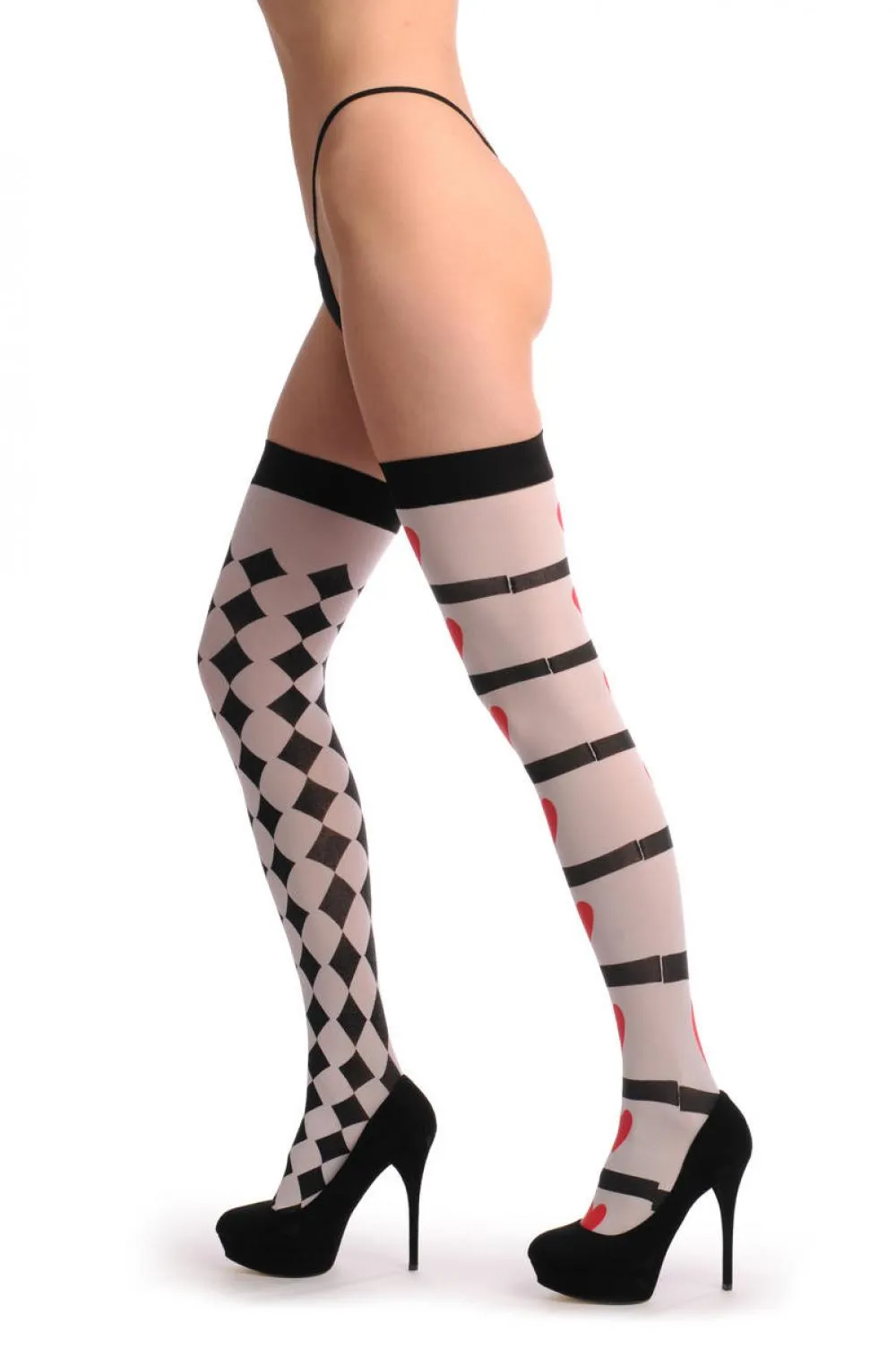 One Black & White Checkered And One With Red Hearts