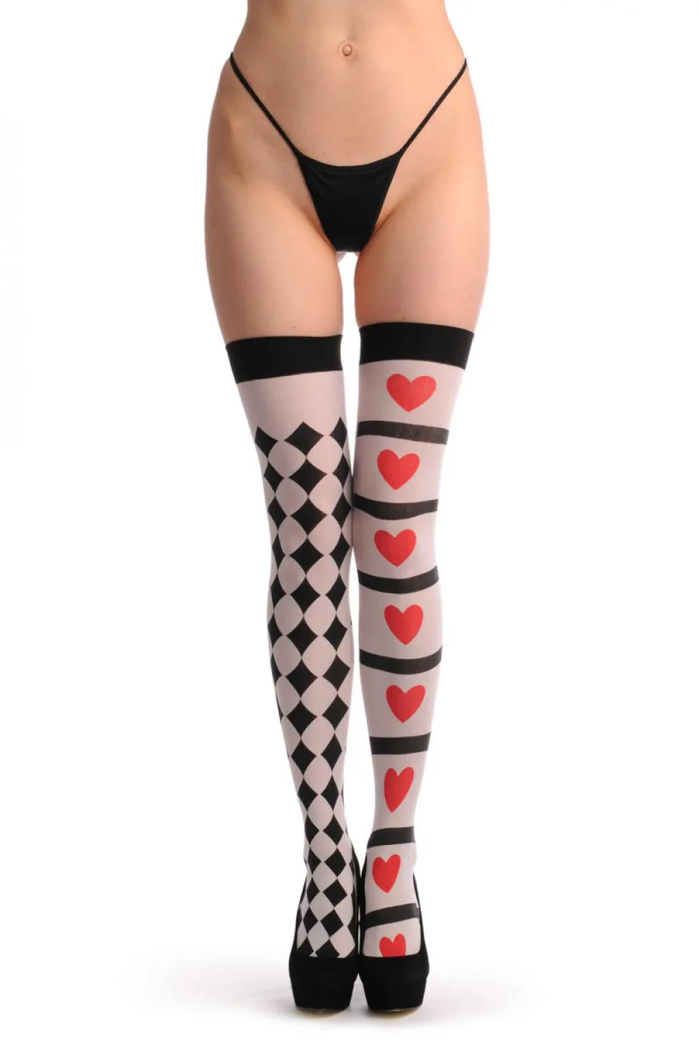 One Black & White Checkered And One With Red Hearts