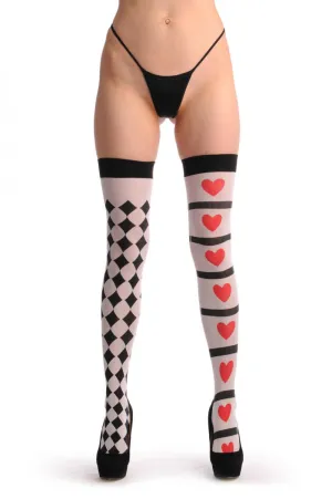 One Black & White Checkered And One With Red Hearts