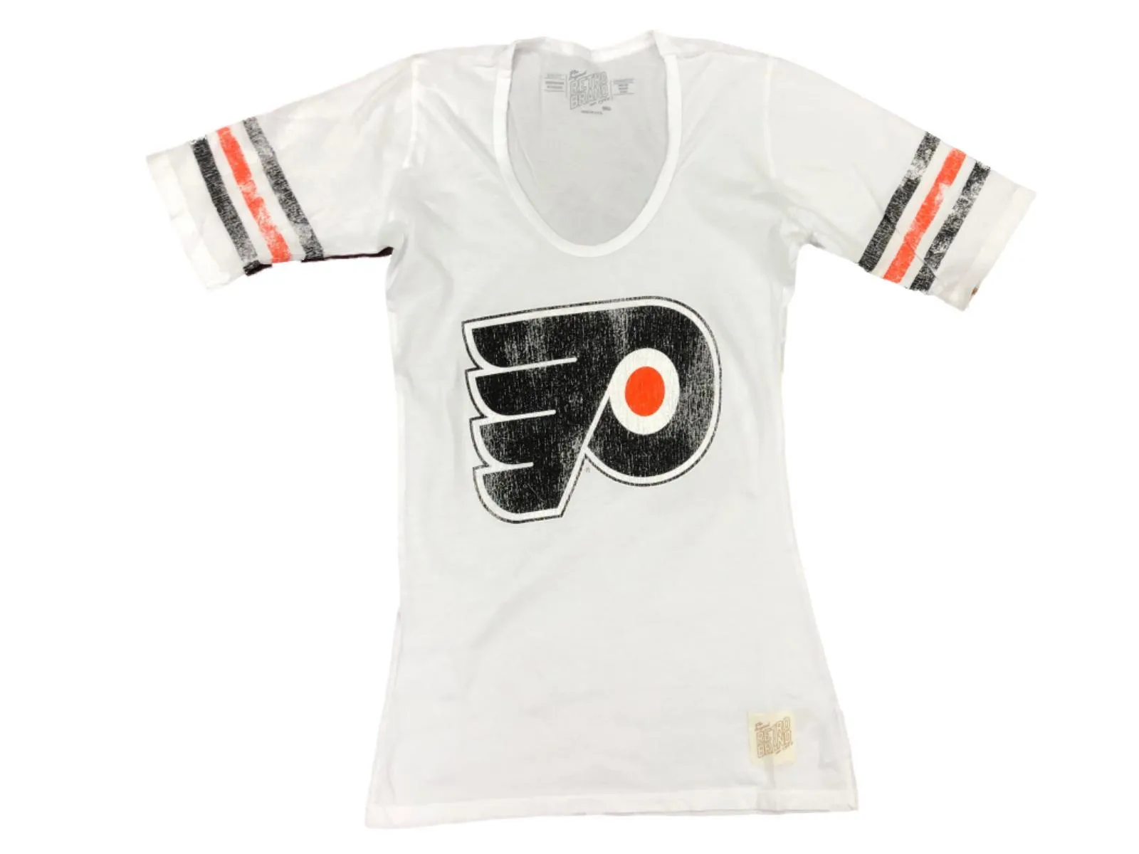 Philadelphia Flyers Retro Brand WOMEN White Quarter Sleeve T-Shirt